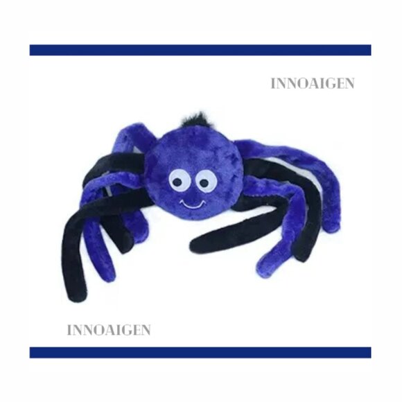 ZippyPaws Halloween Grunterz Spiderz Dog Toys Black And Purple Spider Dog Toy - Picture 2 of 2